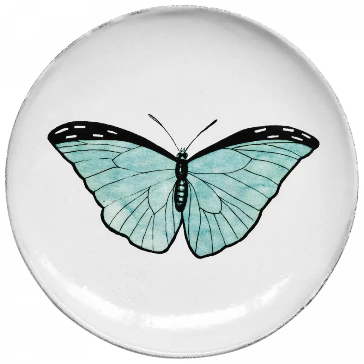 Astier de Villatte Assiettes>Assiette Plate Papillon Bleu